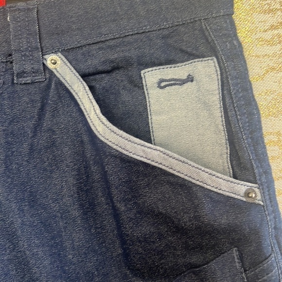 Point Zero Sweat Jeans Stretch Dark Blue Wash Cargo Shorts Size 30 - Picture 5 of 16